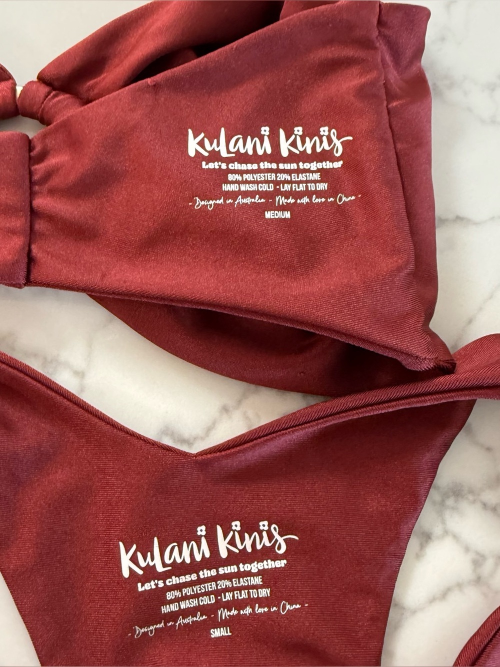Kulani Kinis Strapless Bandeau Top & Y-Cheeky Bottom - Sweet Cinnamon - Size S/M - Picture 9 of 10